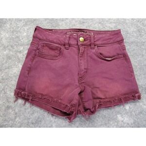 American Eagle Shorts Womens 2 cutoff stretch hi-rise shortie purple jean denim